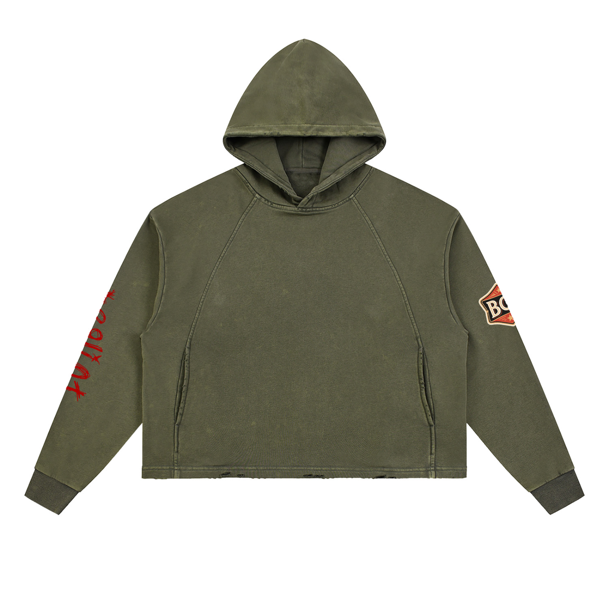 Vintage Washed Frayed-Hem Hoodie
