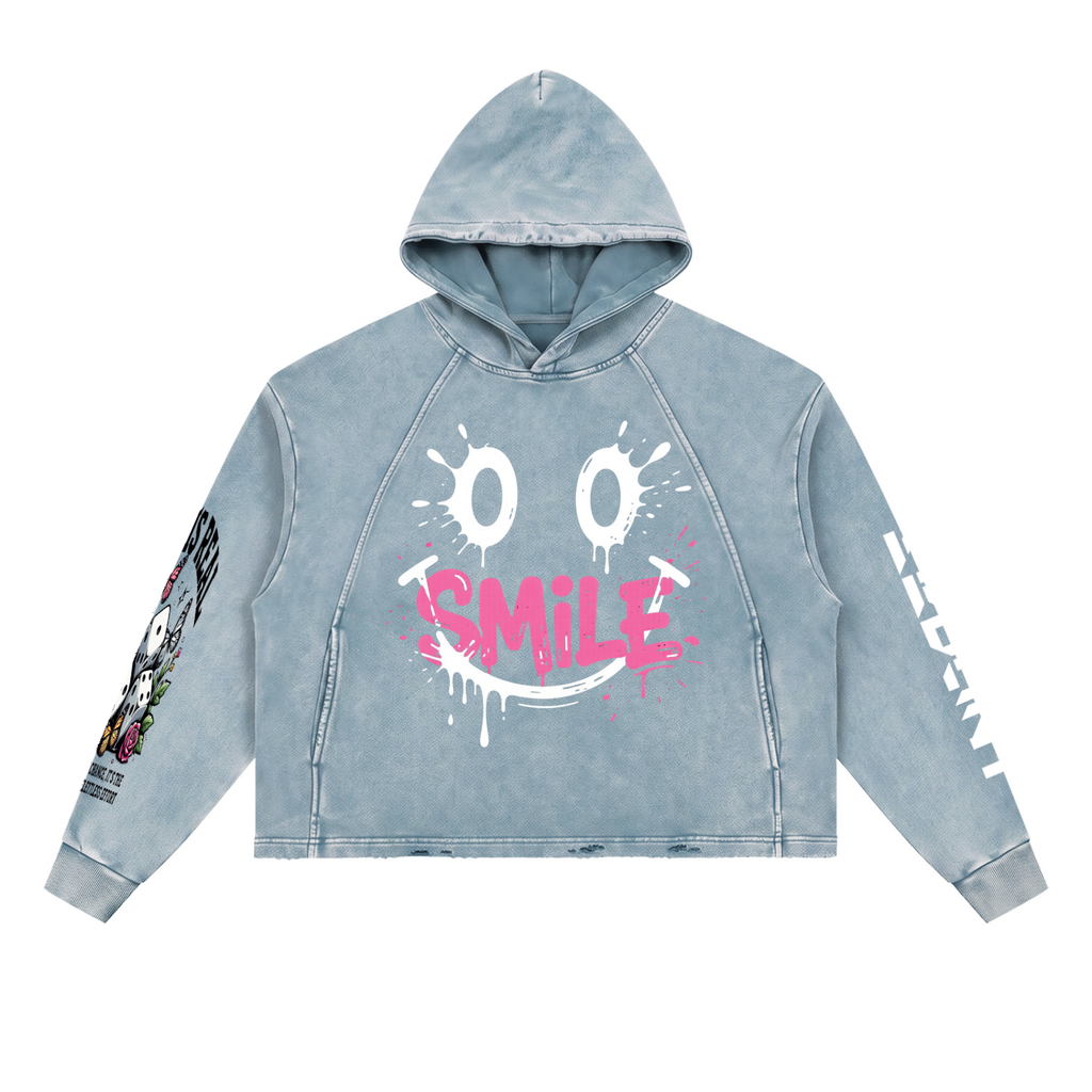 Vintage Washed Frayed-Hem Beglint Hoodie