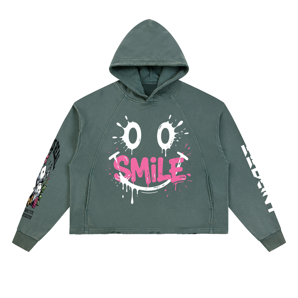 Vintage Washed Frayed-Hem Beglint Hoodie
