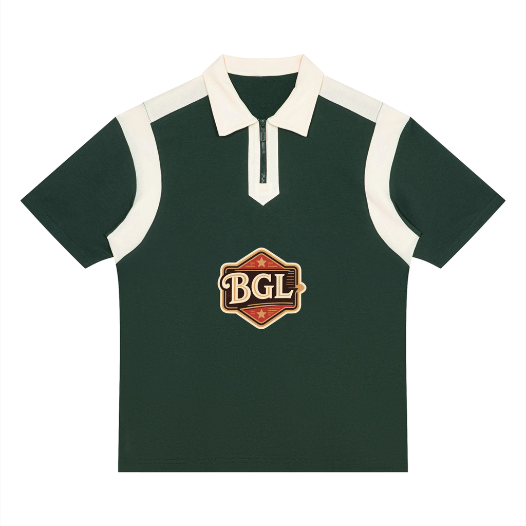 Unisex Color Block Beglint Quarter Zip Polo Shirt