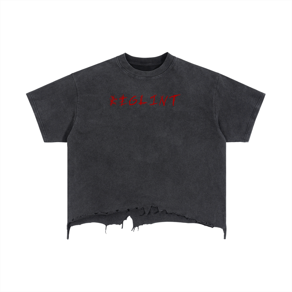 Vintage Wash Boxy Distressed Hem T-Shirt