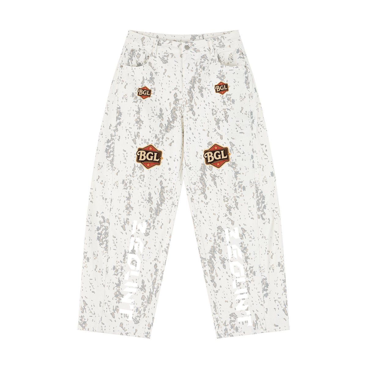 Women's Splatter Barrel Leg Beglint print Jeans