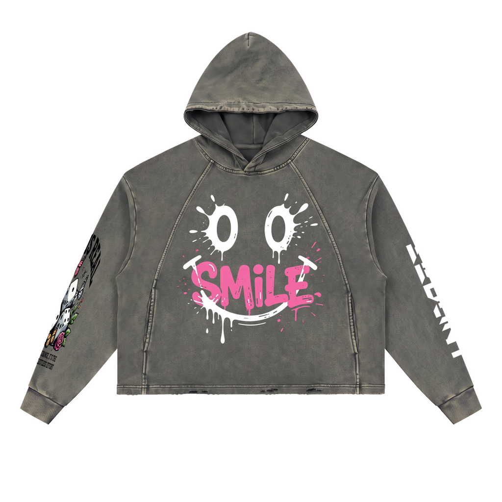 Vintage Washed Frayed-Hem Beglint Hoodie