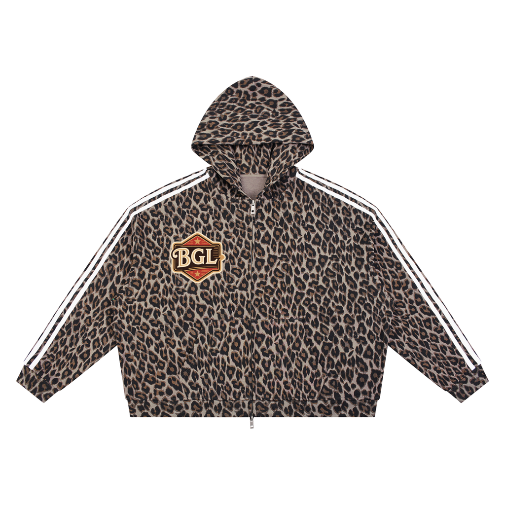 Unisex Leopard Full Zip Hoodie
